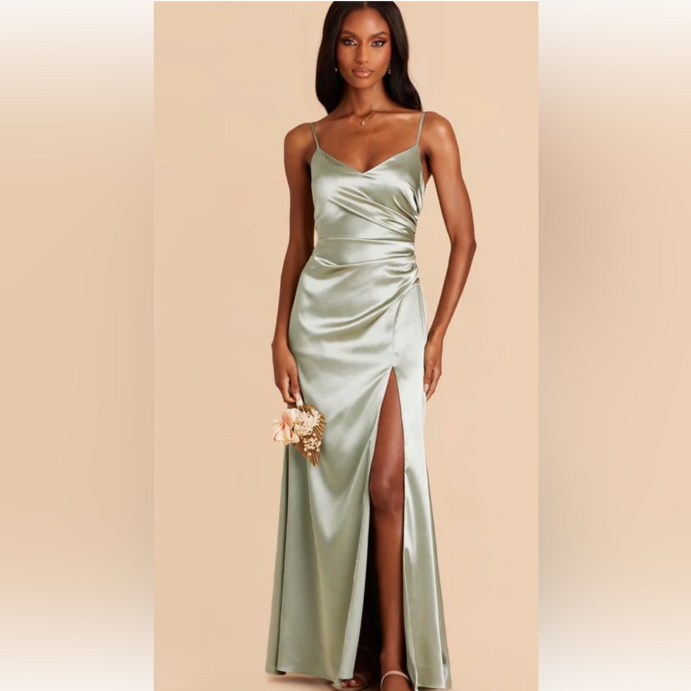 Elegant Sage Green Satin Dress